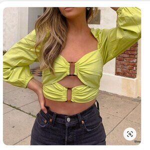 Lovers +‎ Friends Delilah Top Puff Sleeve Neon Color Size XS